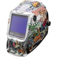 VIKING 3350 Hot Rodders Welding Helmet, 3.74" L x 3.34" W View Area, 5 - 13 Shade Range Ontario Packaging