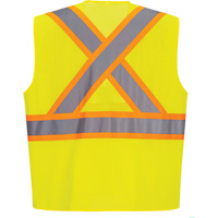Contrast-Striped Safety Vest, High Visibility Lime-Yellow, Small, Polyester Ontario Packaging