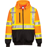 Contrast-Striped Safety Hoodie, Small, Black/High Visibility Orange Ontario Packaging