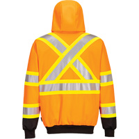 Contrast-Striped Safety Hoodie, Small, Black/High Visibility Orange Ontario Packaging