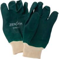 Double Dipped Green Gloves, 10" L, PVC, Cotton Jersey Inner Lining, 70-mil Ontario Packaging