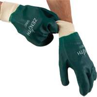 Double Dipped Green Gloves, 10" L, PVC, Cotton Jersey Inner Lining, 70-mil Ontario Packaging