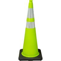 C&ocirc;ne de signalisation de premi&egrave;re qualit&eacute;, 36", Vert lime, Bande(s) r&eacute;fl&eacute;chissante(s) 4" & 6" Ontario Packaging