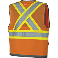 Pioneer Mesh Back Zip Front Surveyor Safety Vest, High Visibility Orange, Small, Polyester Ontario Packaging