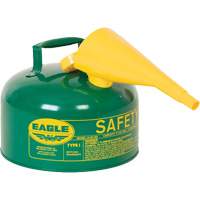 Safety Can for Combustibles with Funnel, Type I, Galvanized Steel, 2.5 US gal., Green, FM Approved/UL/ULC Listed Ontario Packaging