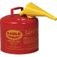 Safety Can for Flammables with Funnel, Type I, Galvanized Steel, 5 US gal., Red, FM Approved/UL/ULC Listed Ontario Packaging