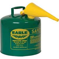 Safety Can for Combustibles with Funnel, Type I, Galvanized Steel, 5 US gal., Green, FM Approved/UL/ULC Listed Ontario Packaging