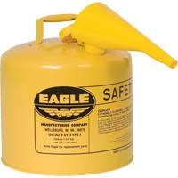 Safety Can for Diesel with Funnel, Type I, Galvanized Steel, 5 US gal., Yellow, FM Approved/UL/ULC Listed Ontario Packaging