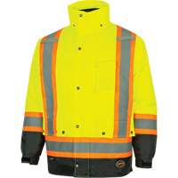 5057 Pioneer&reg; Yukon 7-in-1 Waterproof Winter Safety Parka, Polyester, Black/High Visibility Lime-Yellow, X-Small Ontario Packaging