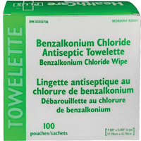 BZK Benzalkonium Chloride Towelette, Towelette, Antiseptic Ontario Packaging