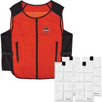 Chill-Its 6260 Lightweight Phase Change Cooling Vest with Rechargeable Packs, Small/Medium, Orange Ontario Packaging