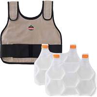 Chill-Its 6230 Standard Phase Change Cooling Vest with Rechargeable Packs, Small/Medium, Khaki Ontario Packaging