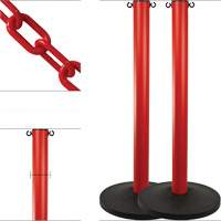 Industrial Stanchion Kit with Plastic Chain, 37" High, Red Ontario Packaging
