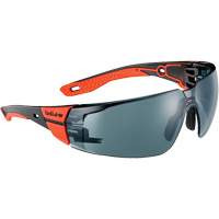 RUSH+ 2.0 M/L Safety Glasses with Black & Red Frame, Smoke Lens, Anti-Fog/Anti-Scratch, ANSI Z87+ Ontario Packaging