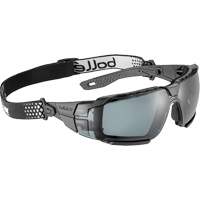RUSH+ 2.0 XP M/L Safety Glasses with Black & Grey Frame, Smoke Lens, Anti-Fog/Anti-Scratch, ANSI Z87+ Ontario Packaging
