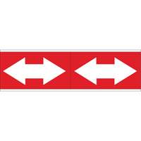 Dual Direction Arrow Pipe Markers, Self-Adhesive, 4" H x 12" W, White on Red SI717 | Ontario Packaging