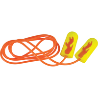 Bouchons d'oreilles éclat néon jaune E-A-Rsoft, Vrac - Sac en poly, Avec cordon SJ428 | Ontario Packaging