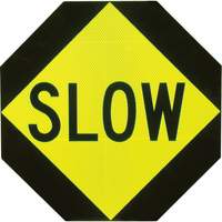 Panneau de signalisation &agrave; deux c&ocirc;t&eacute;s  Stop/Slow , 18" x 18", Aluminium, Anglais Ontario Packaging