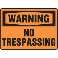 "No Trespassing" Sign, 7" x 10", Vinyl, English SS665 | Ontario Packaging