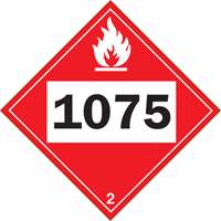 1075 Liquefied Petroleum Flammable Gas TDG Placard, Plastic Ontario Packaging