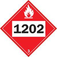 1202 Fuel Oil Flammable Liquid TDG Placard, Adhesive Vinyl Ontario Packaging