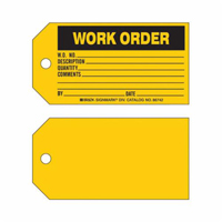 "Work Order" Tag, Paper, 5-3/4" W x 3" H, English Ontario Packaging