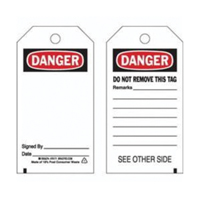 Accident Prevention Tags, Polyester, 3" W x 5-3/4" H, English SX827 | Ontario Packaging