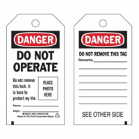 Self-Laminating "Do Not Operate" Tags, Polyester, 3" W x 5-3/4" H, English SX840 | Ontario Packaging