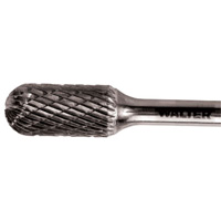 Double Cut Cylindrical Round Nose Carbide Burr, 1/2" Dia., 1" Depth of Cut Ontario Packaging