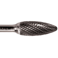 Double Cut Tapered Burr, SG-5, 1/2" Dia., 1/4" Shank, 1" Depth of Cut Ontario Packaging