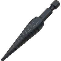 #1 Step Drill Bit, 1/8" - 1/2" , 1-3/2" Increments, High Speed Steel Ontario Packaging