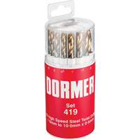 Jeu de forets courts, 19 morceaux, Acier rapide Ontario Packaging