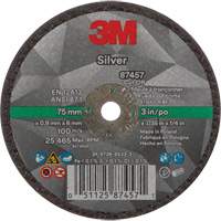 Silver Cut-Off Wheel, 3" x 0.04", 1/4"-28 Arbor, Type 1, Ceramic, 25645 RPM Ontario Packaging
