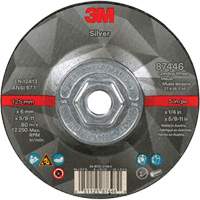 Quick Change Silver Depressed Centre Grinding Wheel 87446, 5" x 1/4", 5/8"-11 Arbor, Type 27, Ceramic TCT858 | Ontario Packaging