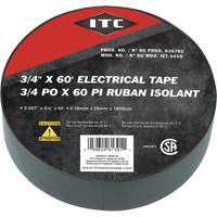 IET-3460 Electrical Tape, 19 mm (3/4") x 18.28 m (60'), Black Ontario Packaging