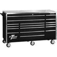 EX Professional Series Triple Bank Rolling Tool Cabinet, 17 Drawers, 72" W x 30" D x 44-3/4" H, Black TEP631 | Ontario Packaging