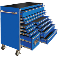 RX Series Rolling Tool Cabinet, 12 Drawers, 55" W x 25" D x 46" H, Blue TEQ501 | Ontario Packaging