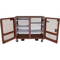 Mobile Mesh Cabinet, Steel, 49 Cubic Feet, Red Ontario Packaging