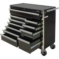 Industrial Tool Cart, 11 Drawers, 41" W x 18-3/4" D x 39-1/3" H, Black Ontario Packaging