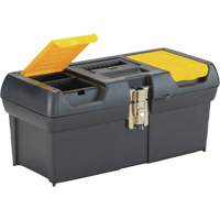 2000 Series Tool Box with Tray, 16" W x 7-1/10" D x 8-1/10" H, Black/Yellow Ontario Packaging