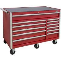 Chariot &agrave; outils industriel, 12 tiroirs, 56" la x 24-1/2" p x 38-1/8" h, Rouge Ontario Packaging