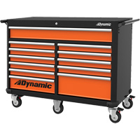 Roller Cabinet, 12 Drawers, 53" W x 24" D x 41" H, Black/Orange TER180 | Ontario Packaging