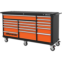 Roller Cabinet, 17 Drawers, 71" W x 24" D x 41" H, Black/Orange Ontario Packaging