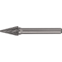 Solid Carbide Burrs - Pointed Cone Shape, SM-42, 1/8" Dia., 1/8" Shank, 7/16" Depth of Cut Ontario Packaging