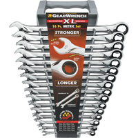 Extra-Long High-Performance Wrench Set, Combination, 16 Pieces, Metric TGZ823 | Ontario Packaging