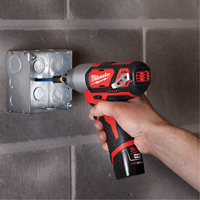 M12 1/4" Hex Impact Driver Kit, 1/4", 1000 in-lbs Max. Torque, 12 V, Lithium-Ion Ontario Packaging