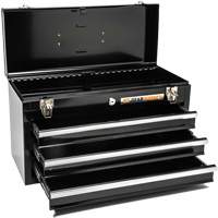Portable Tool Box, 20" W, 3 Drawers, Black Ontario Packaging