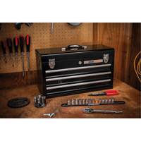 Portable Tool Box, 20" W, 3 Drawers, Black Ontario Packaging
