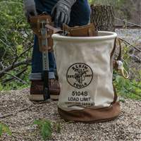 Leather-Bottom Bucket, 17" H, Canvas, White Ontario Packaging