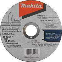 Thin Kerf Cut-Off Wheel, 5" x 3/64", 7/8" Arbor, Type 1, Aluminum Oxide, 12250 RPM Ontario Packaging